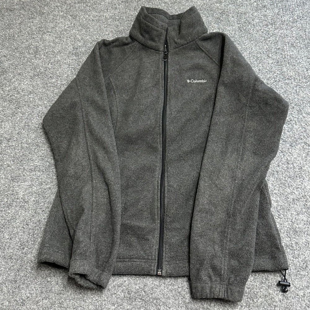 Columbia Fleece Jacket Womens Size L Charcoal Grey Benton Springs Full Zip Soft